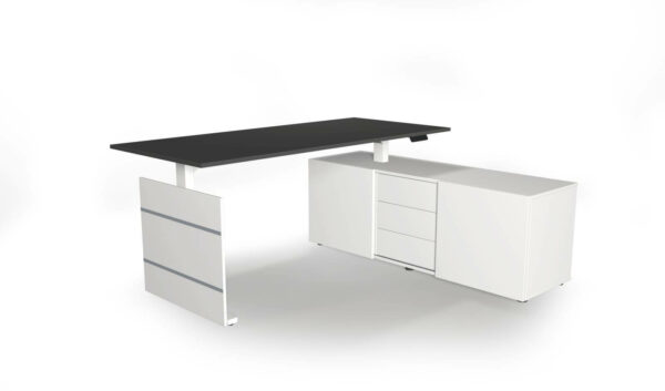 Schreibtisch mit Sideboard höhenverstellbar | Büromöbel